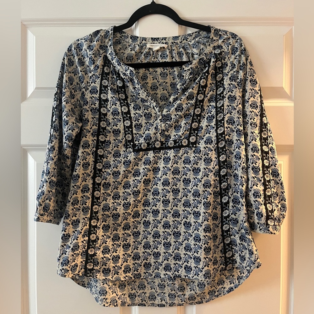 Women's Blue Floral Blouse
